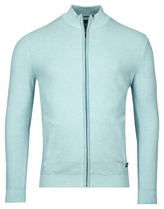 Baileys Cardigan Zip Allover Plated Two-Tone Jacquard Vest Aqua
