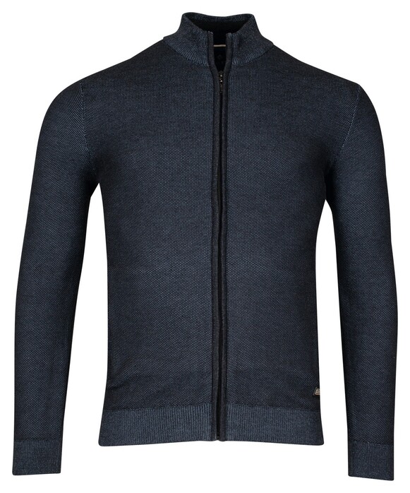 Baileys Cardigan Zip Allover Plated Two-Tone Jacquard Vest Navy