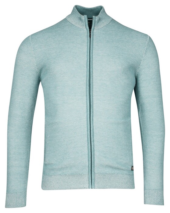 Baileys Cardigan Zip Allover Plated Two-Tone Jacquard Vest Sky Blue Melange