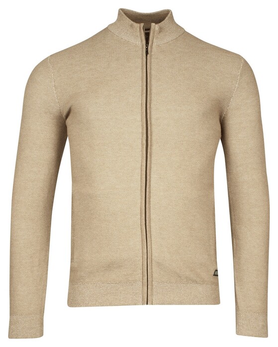 Baileys Cardigan Zip Allover Plated Two-Tone Jacquard Vest Taupe
