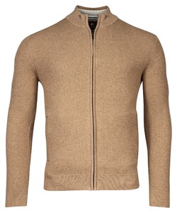 Baileys Cardigan Zip Allover Texture Vest Donker Zand