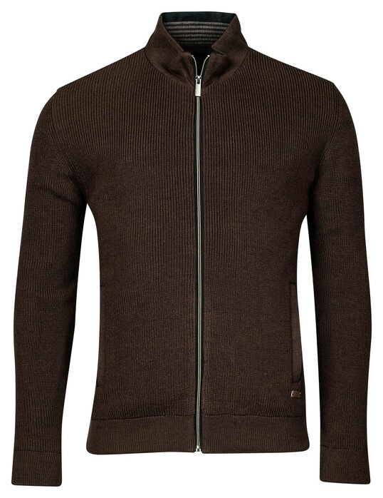 Baileys Cardigan Zip Fine Structure Knit Vest Dark Brown