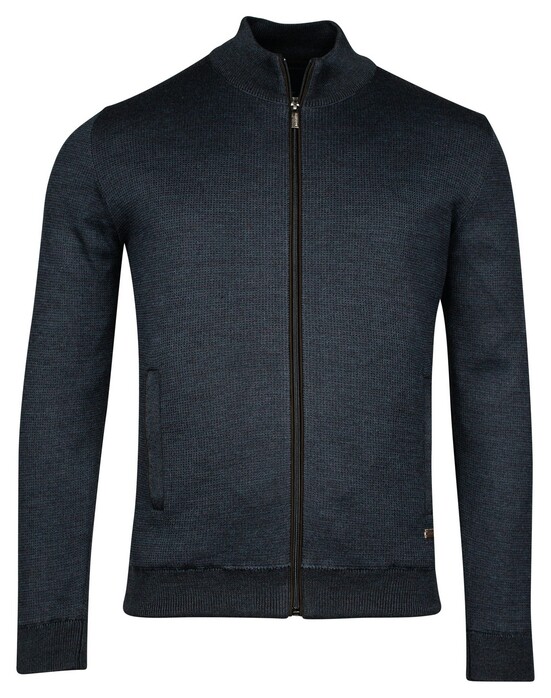 Baileys Cardigan Zip Lined Allover 2 Color Knit Vest Dark Blue