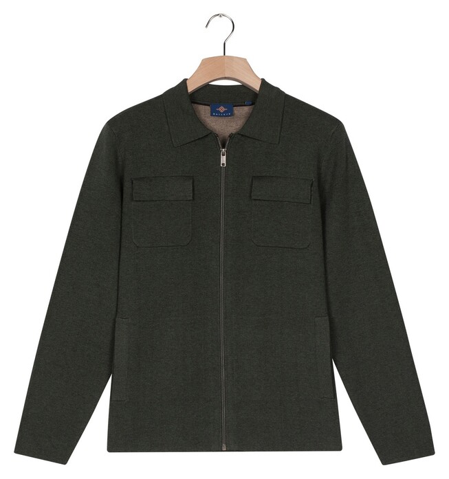 Baileys Cardigan Zip Polo Collar Double Chestpocket Cotton Cashmere Vest Donker Groen