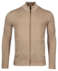 Baileys Cardigan Zip Two-Tone Structure Jacquard Dark Sand