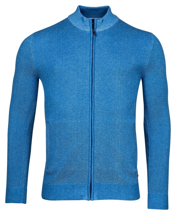 Baileys Cardigan Zip Two-Tone Structure Jacquard Vest Bright Cobalt