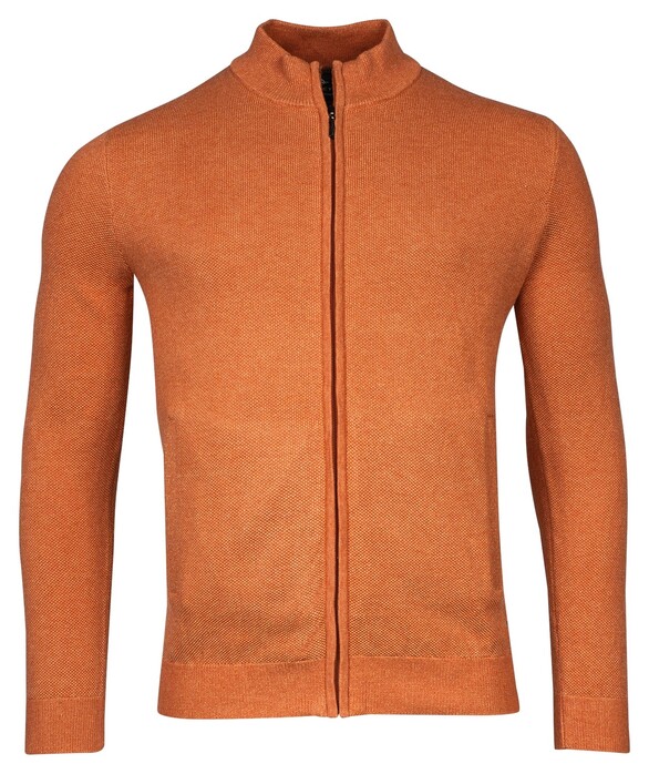 Baileys Cardigan Zip Two-Tone Structure Jacquard Vest Burnt Ochre