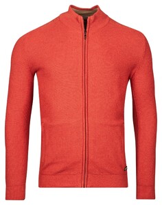 Baileys Combed Cotton Cardigan Zip Allover Structure Knit Vest Coral Melange