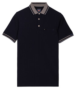 Baileys Contrast Collar Zipped Chest Pocket Cotton Subtle Stretch Poloshirt Dark Blue