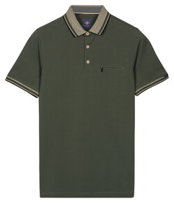 Baileys Contrast Collar Zipped Chest Pocket Cotton Subtle Stretch Poloshirt Thyme Green