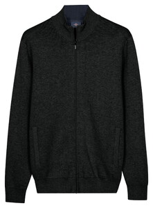 Baileys Cotton Cashmere Faux-Uni Subtle Mélange Cardigan Dark Anthracite