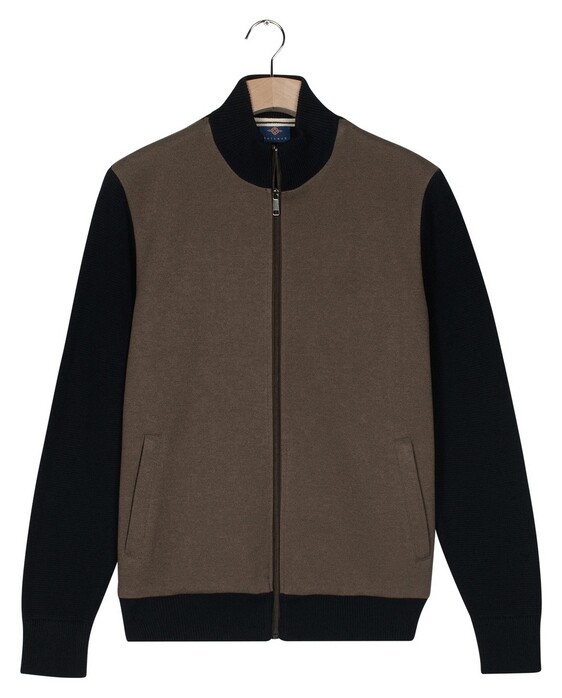 Baileys Cotton Cashmere Fullzip Front Soft Flanel Twill Vest Donker Taupe