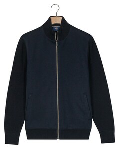 Baileys Cotton Cashmere Fullzip Front Soft Flannel Twill Cardigan Navy
