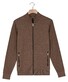 Baileys Cotton Cashmere Fullzip Subtle Horizontal Stripe Vest Donker Taupe