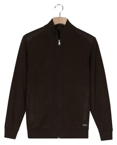 Baileys Cotton Cashmere Lined Cardigan Zip Structure Knit Dark Brown