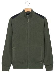 Baileys Cotton Cashmere Lined Cardigan Zip Structure Knit Dark Green