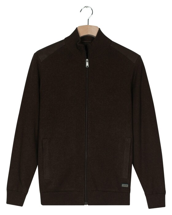 Baileys Cotton Cashmere Lined Cardigan Zip Structure Knit Vest Dark Brown