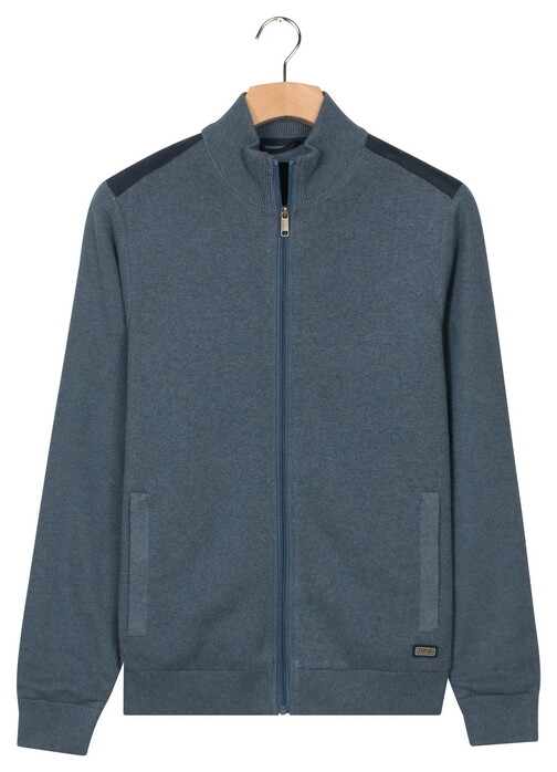 Baileys Cotton Cashmere Lined Cardigan Zip Structure Knit Vest Mid Denim Blue