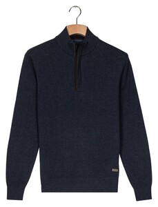 Baileys Cotton Half Zip Allover Two-Tone Trui Dark Denim Blue