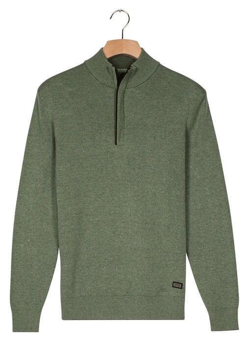 Baileys Cotton Half Zip Allover Two-Tone Trui Dark Forest