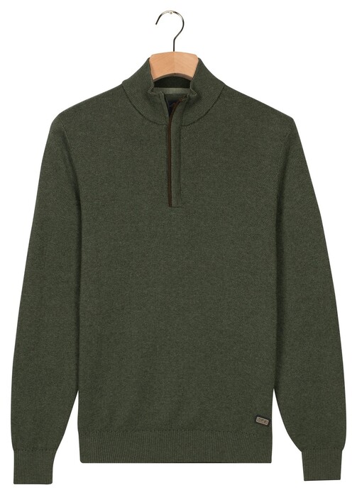Baileys Cotton Half Zip Allover Two-Tone Trui Donker Groen