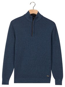 Baileys Cotton Half Zip Allover Two-Tone Trui Midden Blauw