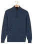 Baileys Cotton Half Zip Allover Two-Tone Trui Midden Blauw