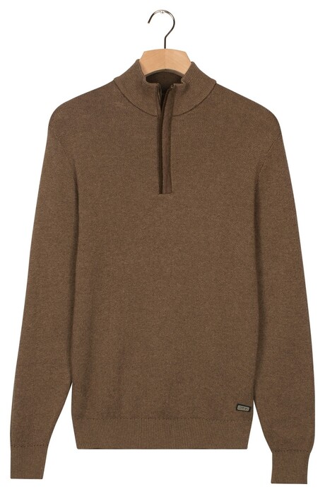 Baileys Cotton Half Zip Allover Two-Tone Trui Taupe
