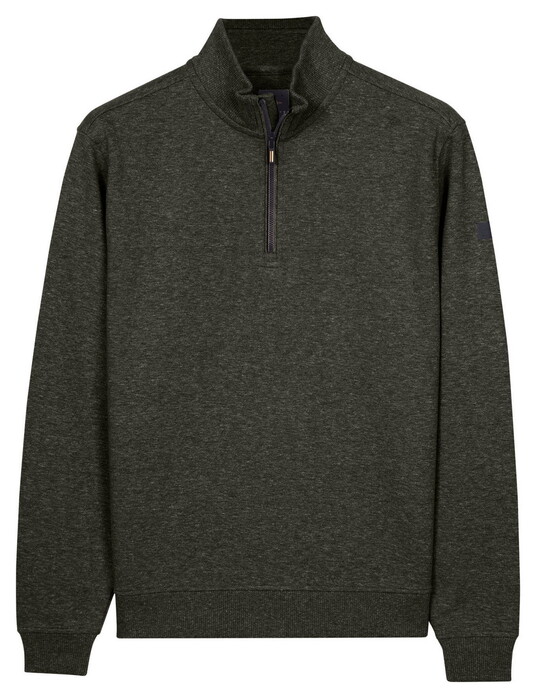 Baileys Cotton Sweatshirt Half Zip Trui Bladgroen