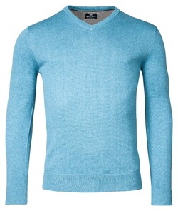 Baileys Cotton Uni V-Neck Single Knit Pullover Adriatic Blue