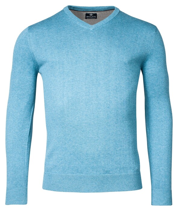 Baileys Cotton Uni V-Neck Single Knit Pullover Adriatic Blue