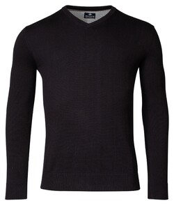 Baileys Cotton Uni V-Neck Single Knit Pullover Black