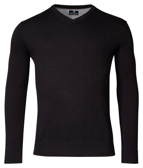 Baileys Cotton Uni V-Neck Single Knit Pullover Black
