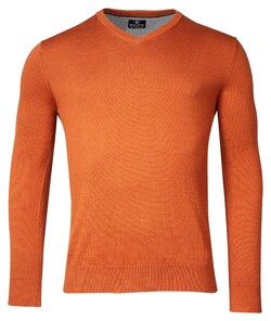 Baileys Cotton Uni V-Neck Single Knit Pullover Dark Gold