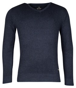 Baileys Cotton V-Neck Allover 2-Tone Trui Deep Denim Blue