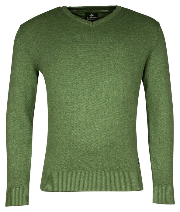 Baileys Cotton V-Neck Allover 2-Tone Trui Grasgroen