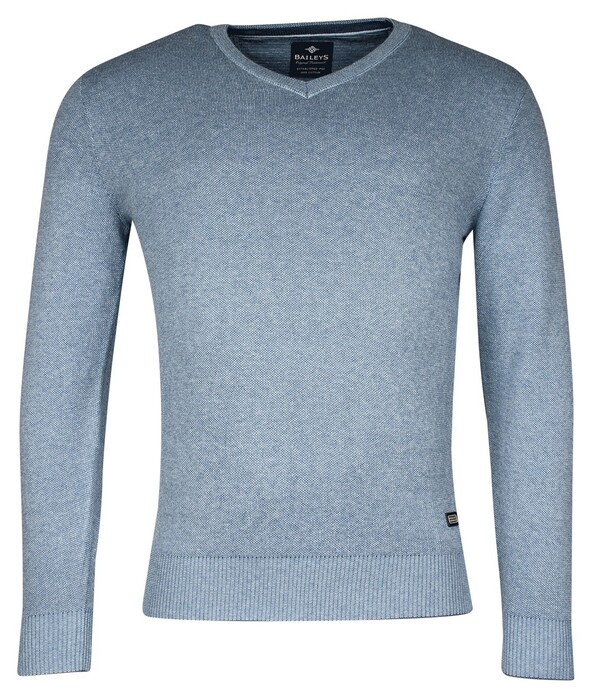 Baileys Cotton V-Neck Allover 2-Tone Trui Licht Blauw