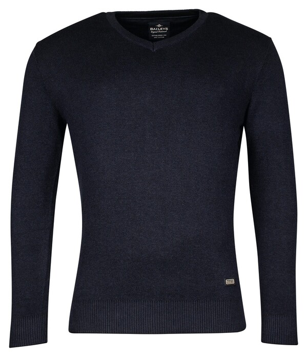 Baileys Cotton V-Neck Allover 2-Tone Trui Navy