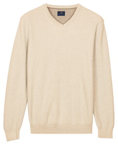 Baileys Cotton V-Neck Pullover Subtle Faux-Uni Structure Knit Trui Marshmallow