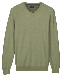 Baileys Cotton V-Neck Pullover Subtle Faux-Uni Structure Knit Trui Misty Green