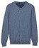 Baileys Cotton V-Neck Pullover Subtle Faux-Uni Structure Knit Trui Riviera Blue