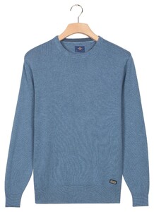 Baileys Crew Neck Allover Fine Two-Tone Texture Pullover Mid Denim Blue