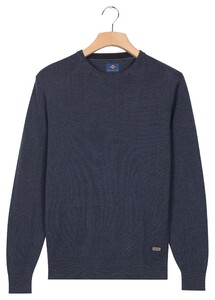Baileys Crew Neck Allover Fine Two-Tone Texture Trui Dark Denim Blue