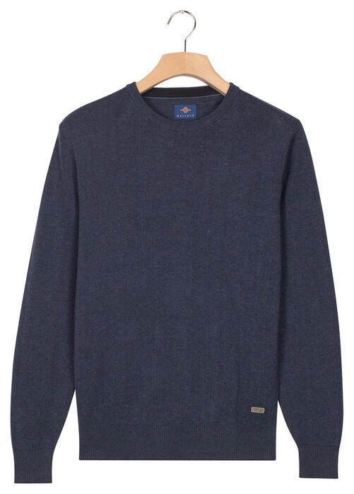 Baileys Crew Neck Allover Fine Two-Tone Texture Trui Dark Denim Blue