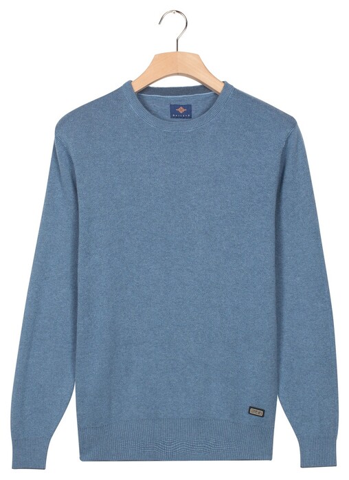 Baileys Crew Neck Allover Fine Two-Tone Texture Trui Mid Denim Blue