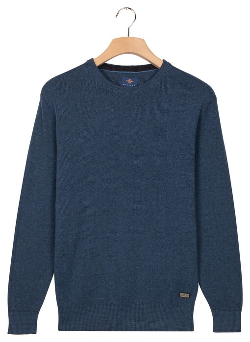 Baileys Crew Neck Allover Fine Two-Tone Texture Trui Midden Blauw