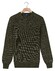 Baileys Crew Neck Allover Half Cardigan Stitch Multicolor Knit Pullover Dark Green