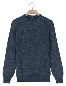 Baileys Crew Neck Allover Half Cardigan Stitch Multicolor Knit Pullover Mid Denim Blue