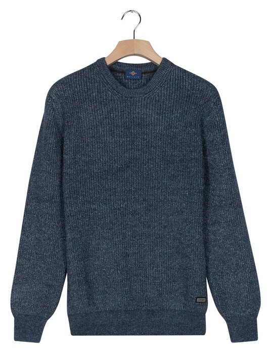 Baileys Crew Neck Allover Half Cardigan Stitch Multicolor Knit Pullover Mid Denim Blue