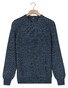Baileys Crew Neck Allover Half Cardigan Stitch Multicolor Knit Pullover Mid Denim Blue